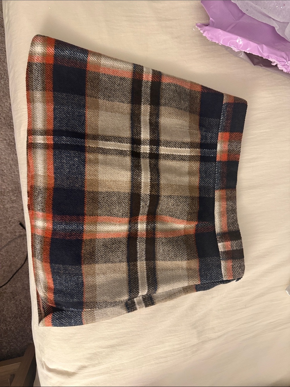 Forever 21 Navy, Orange and Tan Plaid Mini Skirt